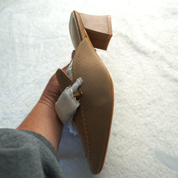 NIB Newbella Apricot Knit Mules with Block Heels Size 8 - Picture 5 of 6